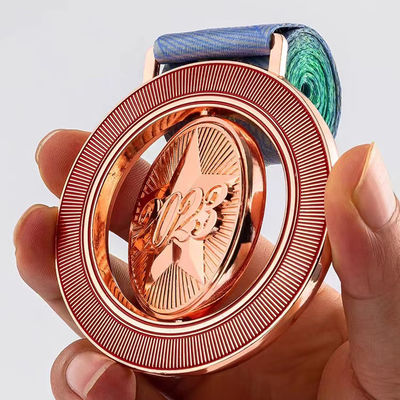 3 pulgadas Medallas personalizadas de fundición por defecto Medallas personalizadas grabadas de oro rosa Esmalte personalizado