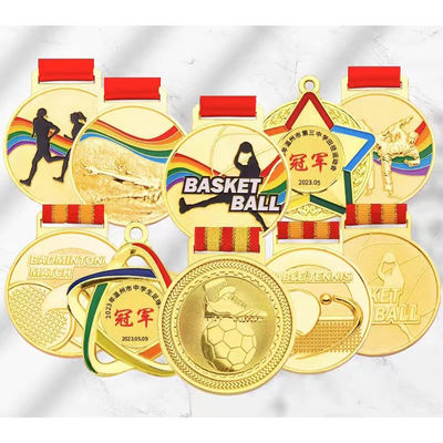 Medalla deportiva de aleación de zinc personalizada con recubrimiento de oro y diseño personalizado para premios y souvenirs