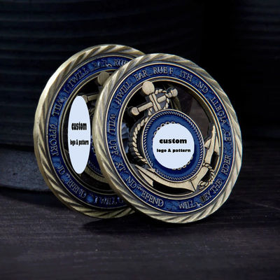 Monedas de desafío personalizadas con impresión de corte a presión en aleación de zinc para uso conmemorativo de doble cara