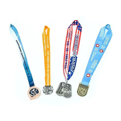 Lanyards personalizados de diseño personalizado de poliéster con impresión de serigrafía para cintas de medallas