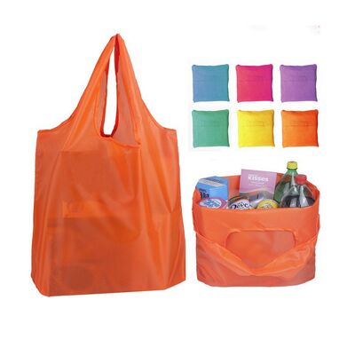Bolsa de compras plegable de poliéster al por mayor - Bolsa de comestibles ligera reutilizable Logotipo personalizado para supermercado