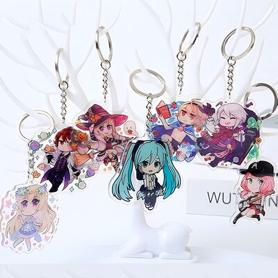 Un buen precio. Clavier acrílico personalizado con proceso transparente y cadenas de enlace de llaves en colores personalizados para uso promocional en línea