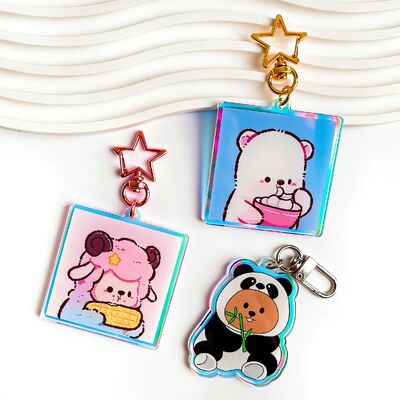 Un buen precio. Clavedero Glitter Epoxy personalizado   Acrílico transparente con logotipo de dibujos animados y diseño de anime en línea