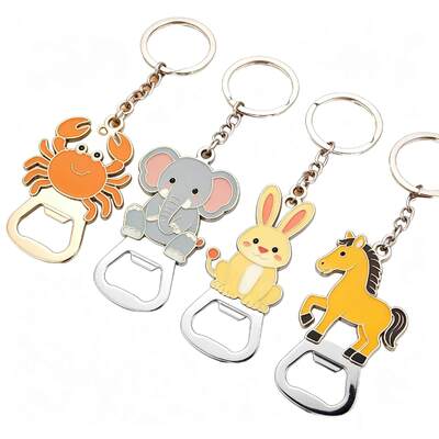 Custom Zinc Alloy Keychain Bottle Opener with 2D 3D Enamel Logo for Bar Promotional Gifts